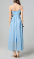 Emanuele Blue Floral Embroidered Maxi Dress