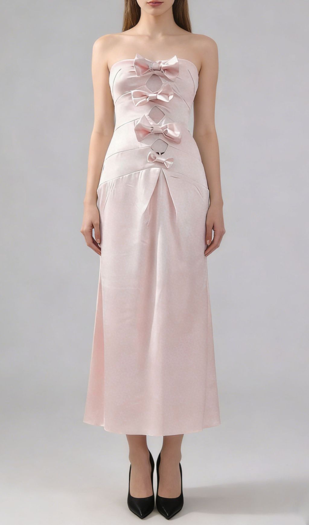 Jenielle Strapless Bow Midi Dress