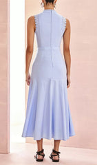 Darlene Periwinkle Lace & Eyelet Sleeveless Midi Dress