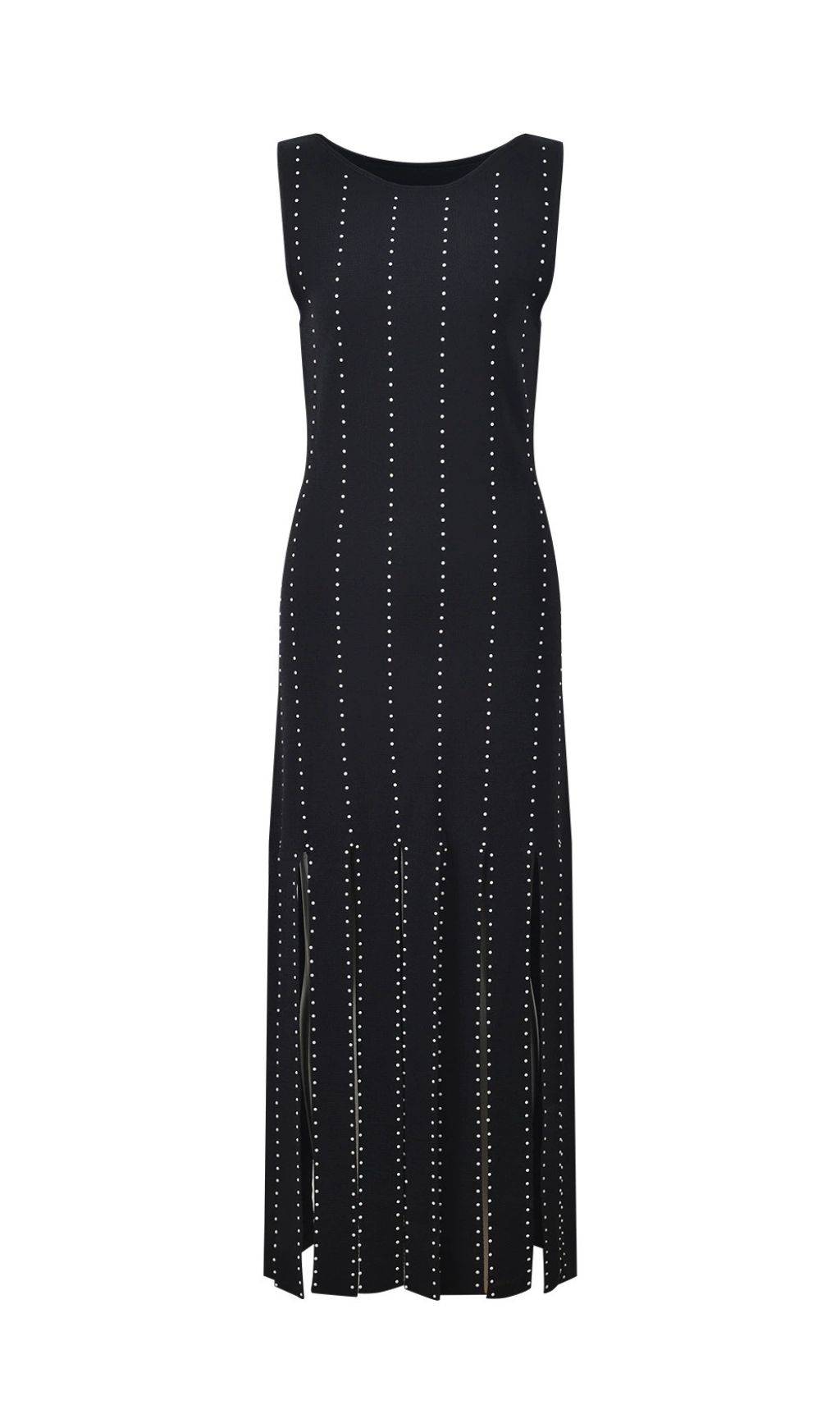 Glamorous Black Studded Fringe Bodycon Midi Dress