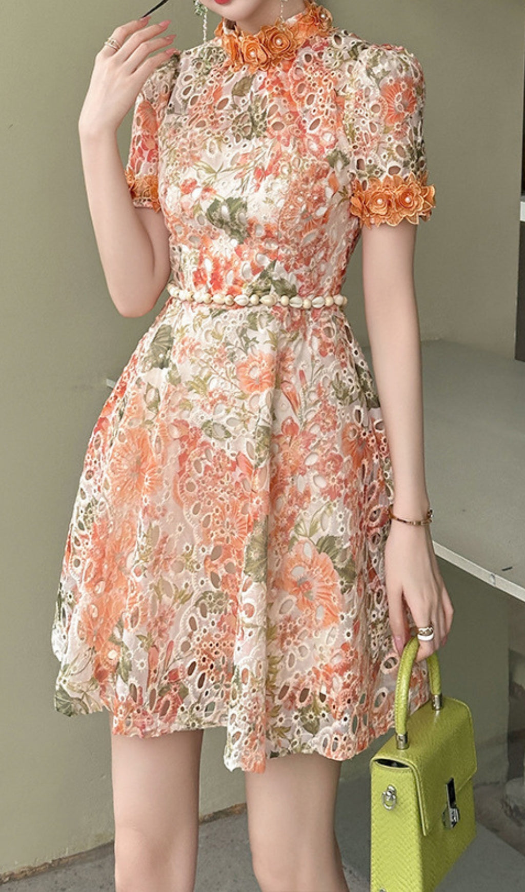 Daija Whimsical Floral Eyelet Embroidered Mini Dress