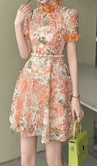 Daija Whimsical Floral Eyelet Embroidered Mini Dress