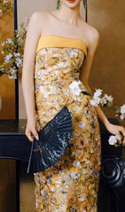 Colista Golden Blossom Strapless Maxi Gown