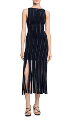 Glamorous Black Studded Fringe Bodycon Midi Dress