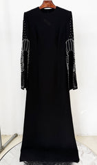 Dalit Black Beaded Split-Sleeve Maxi Dress