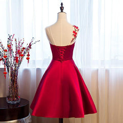 Beautiful Red Satin Knee Length Party Dress