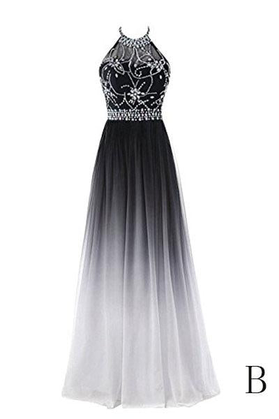 Hermoso vestido de fiesta de corte A con cuentas degradadas 