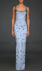 Dazzling Powder Blue Diamante Maxi Gown