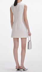 Sparkling Cream Boucle Bow Mini Dress