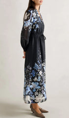 Gayatri Elegant Floral Print Long Sleeve Midi Dress