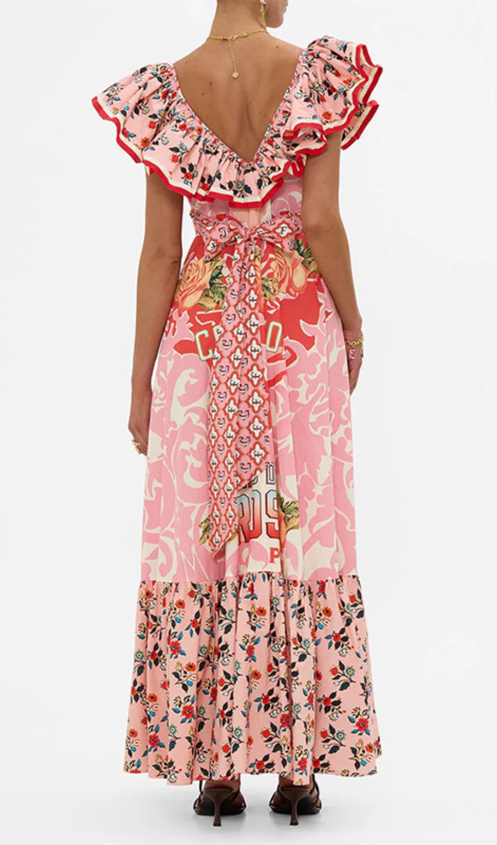 Irina Chic Pink Floral V-Neck Maxi Dress