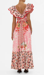 Irina Chic Pink Floral V-Neck Maxi Dress