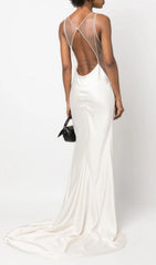 Bronia White Backless Wedding Dress