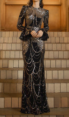 Sparkling Black Sequin Maxi Dress
