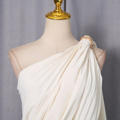 Jenise Grecian Goddess One-Shoulder Ruched Maxi Dress