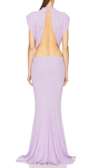 Elisae Lavender Bow Cutout Maxi Dress