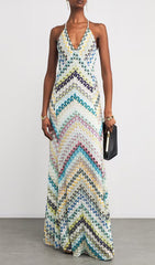Hadas Boho Chic Crochet Knit Backless Maxi Dress