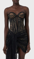 Dusana Sultry Black Lace Corset Mini Dress
