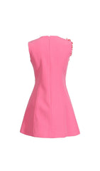 Erica Vibrant Pink 3D Floral Appliqu Mini Dress