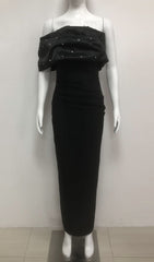Ilia Black Embellished Off-Shoulder Bandage Maxi Gown