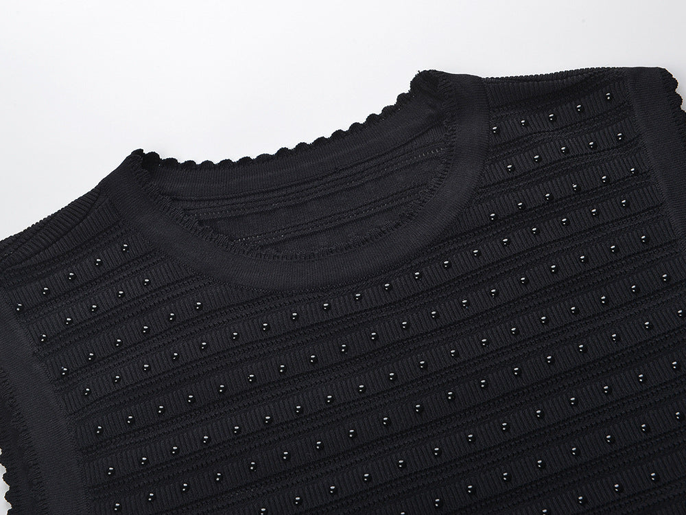 Chic Studded Knit Midi Dress