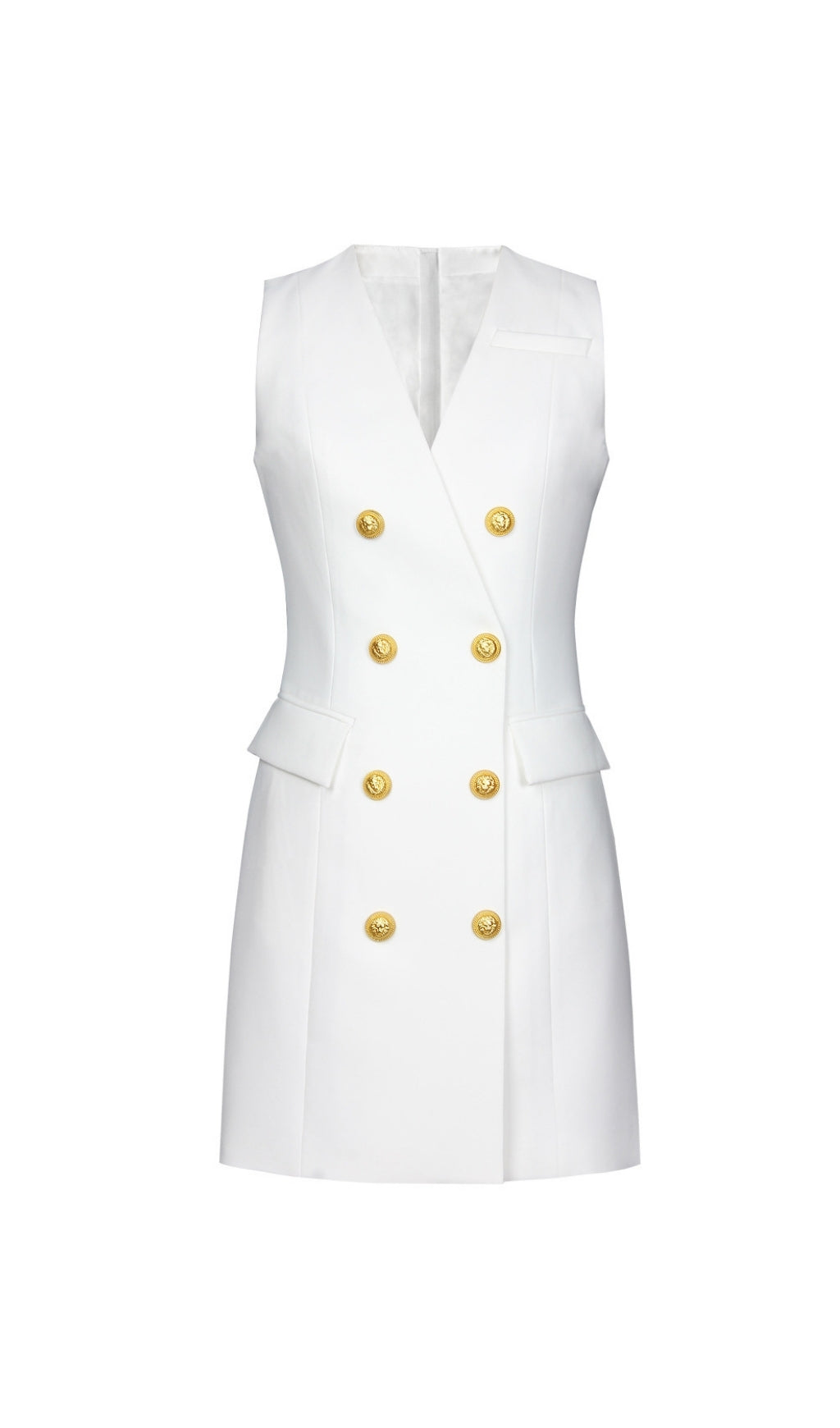 Eisheth Luxe Red Double-Breasted Sleeveless Mini Blazer Dress