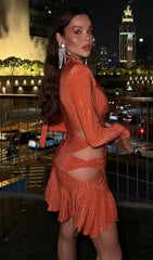 Bethesda Dazzling Orange Cutout Mini Dress