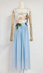 Emanuele Blue Floral Embroidered Maxi Dress