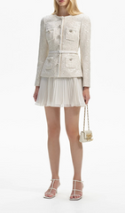 Azhar Shimmering Sequin Tweed Mini Dress Ensemble