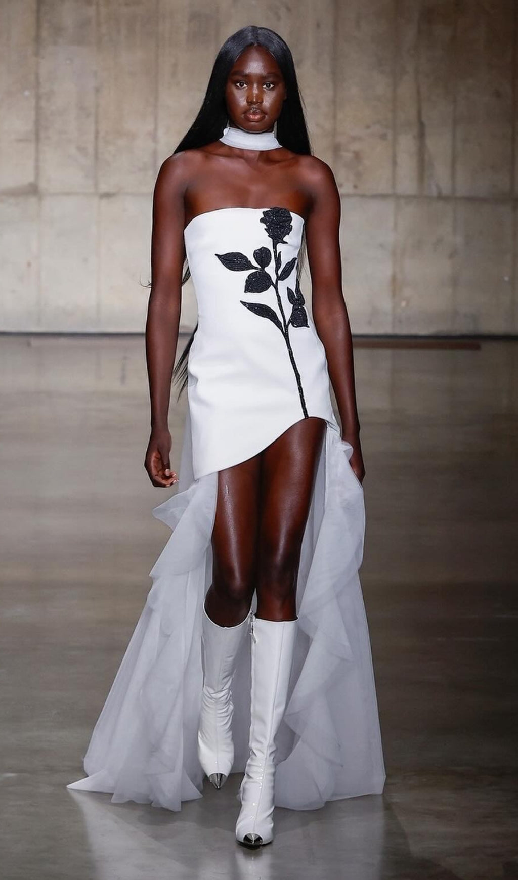 Becky White Strapless Rose Mini Gown