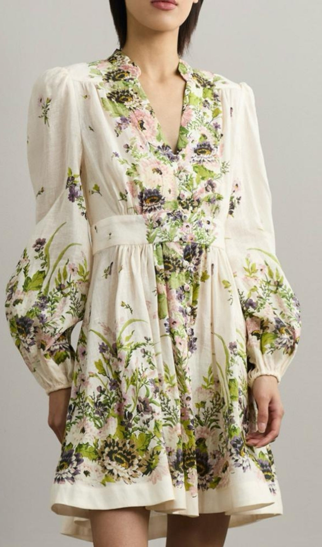 Edaline Chic Floral Long Sleeve Mini Dress