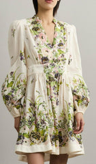 Edaline Chic Floral Long Sleeve Mini Dress