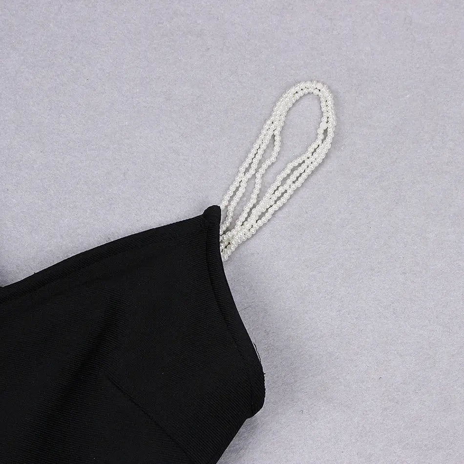 Elegant Black V-Neck Bodycon Bandage Midi Dress