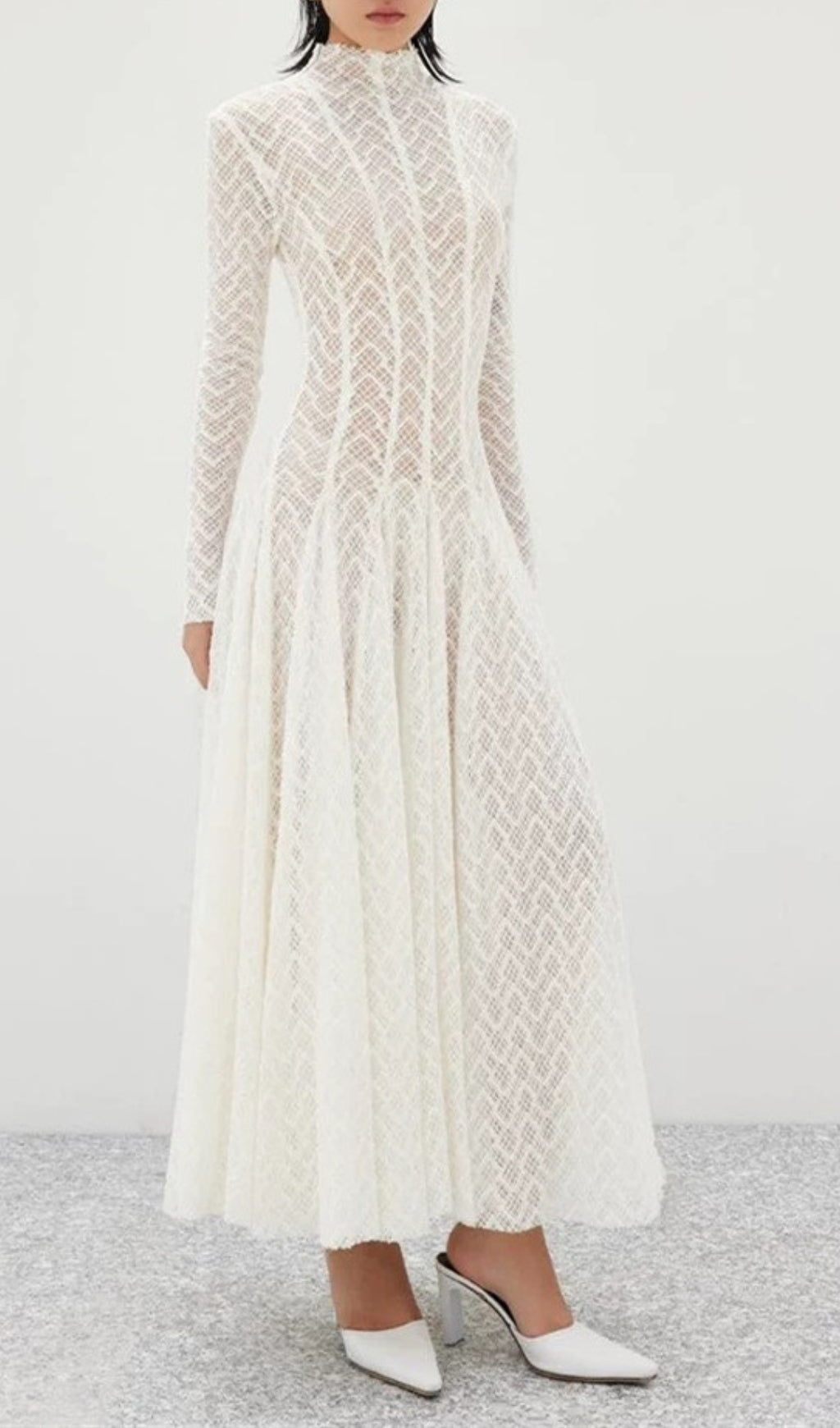 Dalise Elegant White Lace Maxi Dress