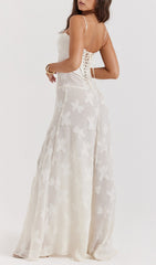 Billie Cream Butterfly Lace-Up Maxi Dress