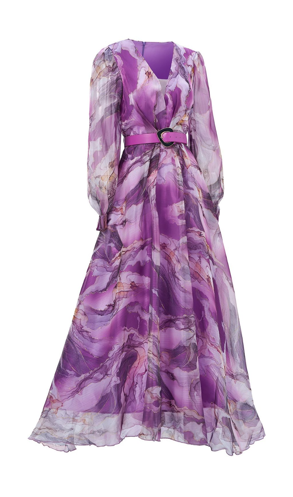 Feryal Mesmerizing Purple Abstract Maxi Dress