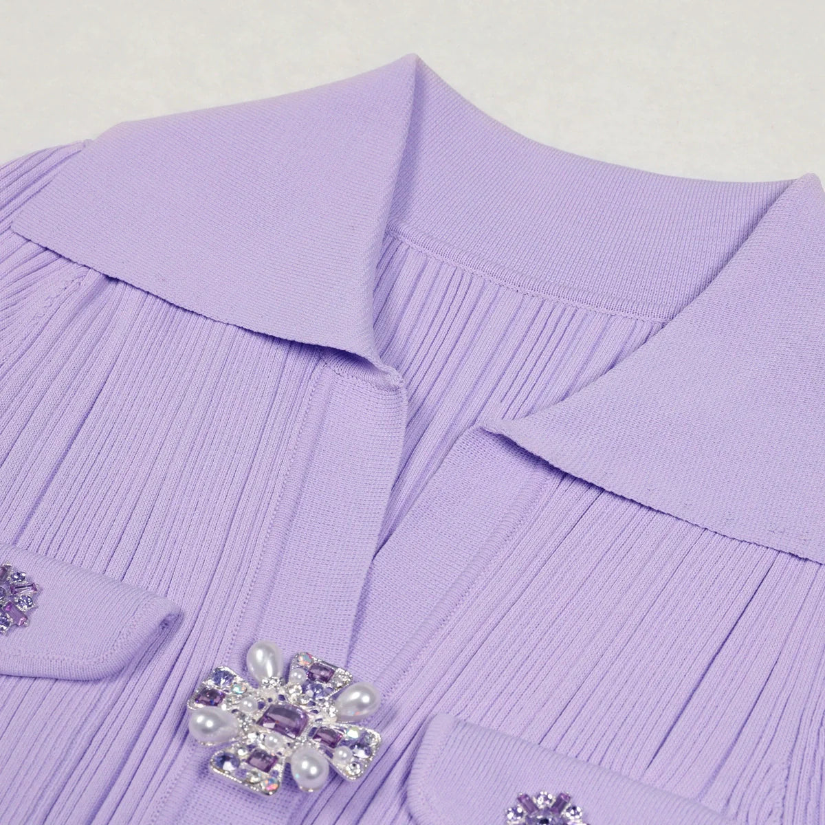 Elegant Lilac Ribbed Knit Maxi Dress