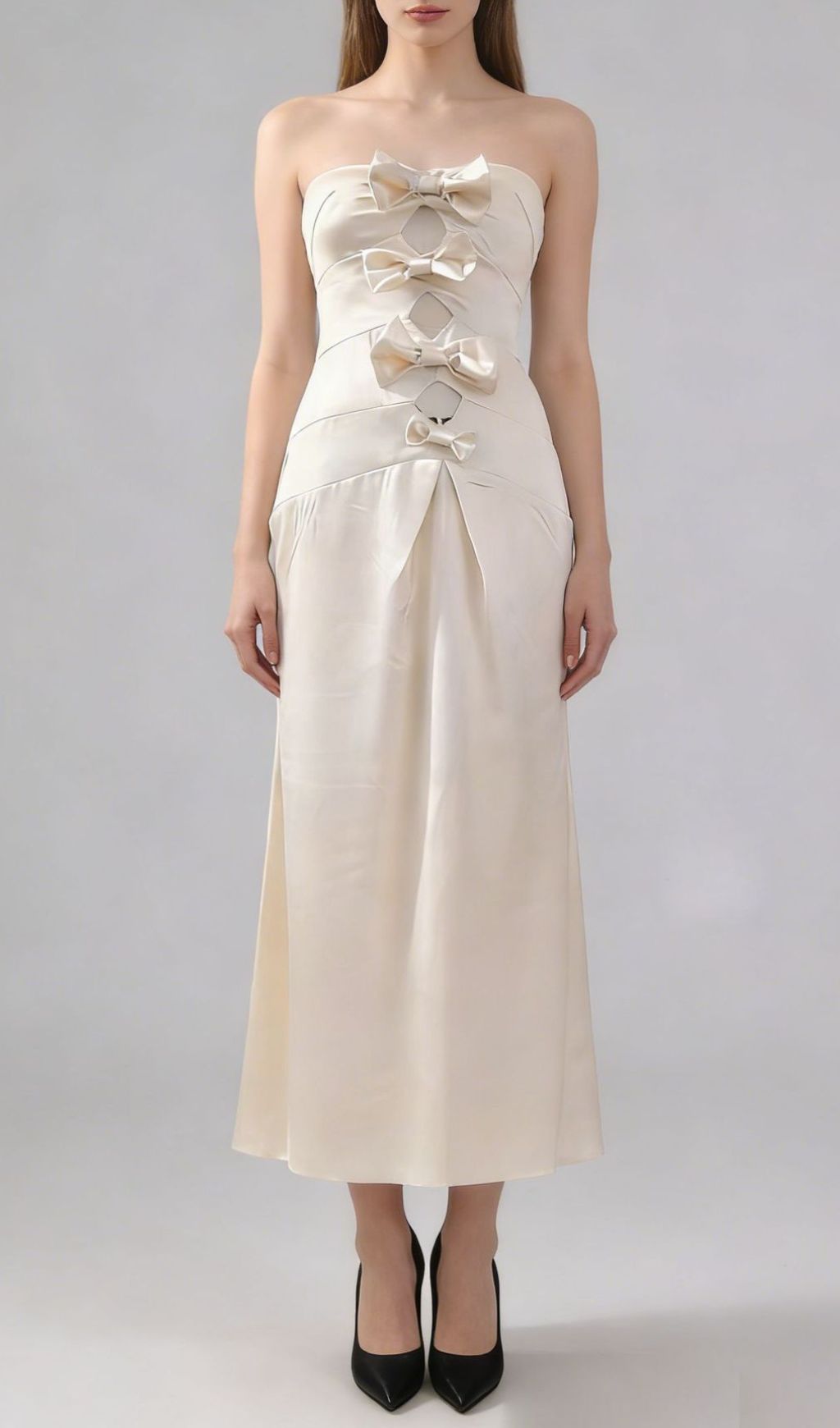 Jenielle Strapless Bow Midi Dress