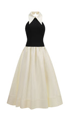 Ferrari Halter Two-Tone Maxi Dress