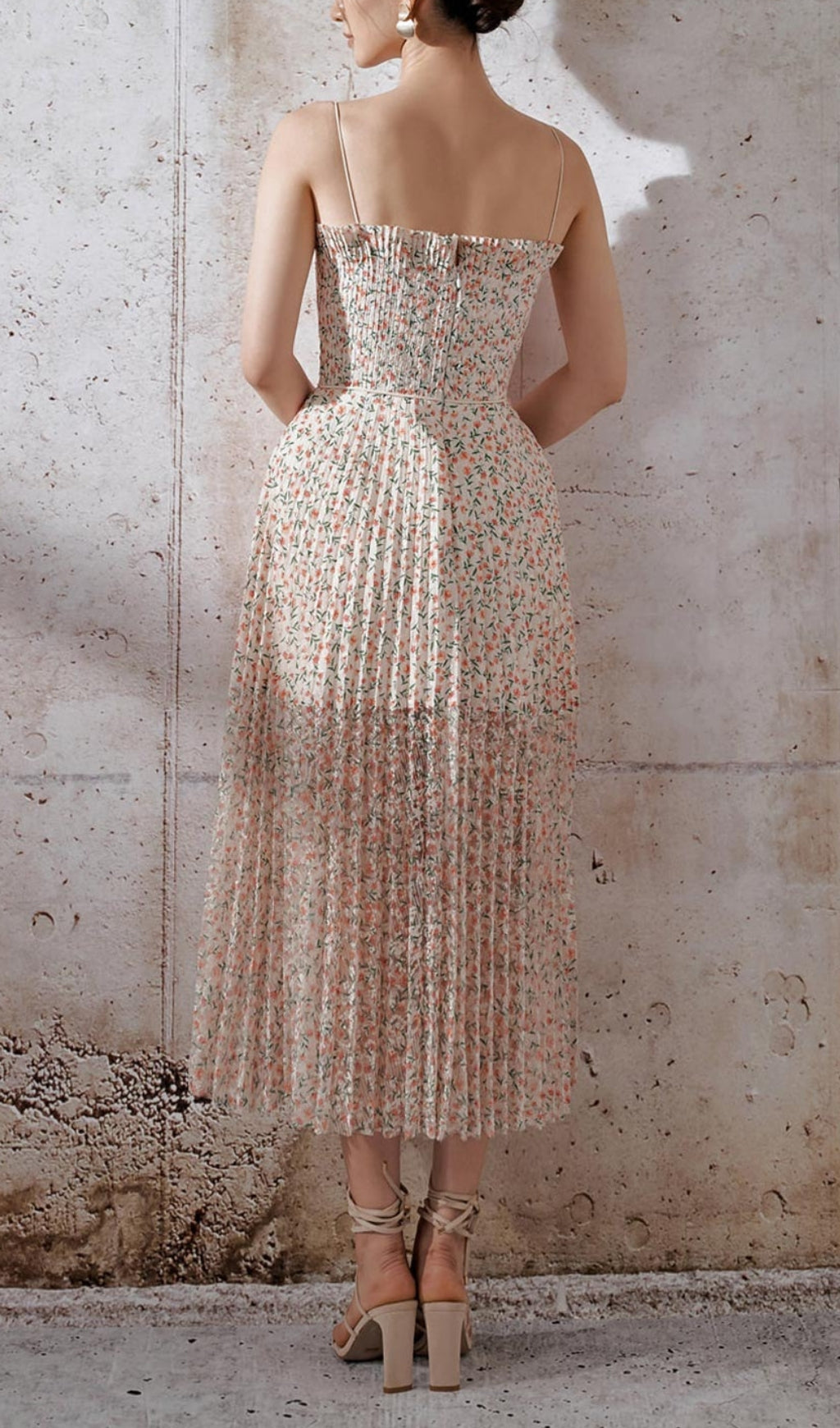 Adolfina Enchanting Floral Pleated Midi Dress