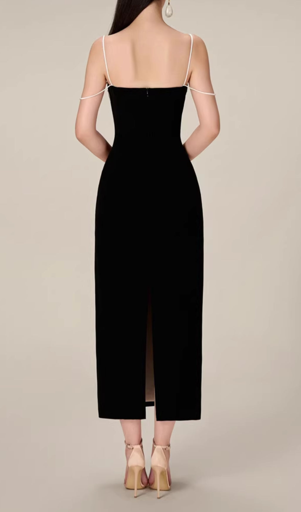 Emilia Chic Black Knot Bust Midi Dress