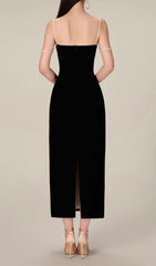 Emilia Chic Black Knot Bust Midi Dress