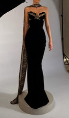 Glamorous Black Leopard Velvet Maxi Dress