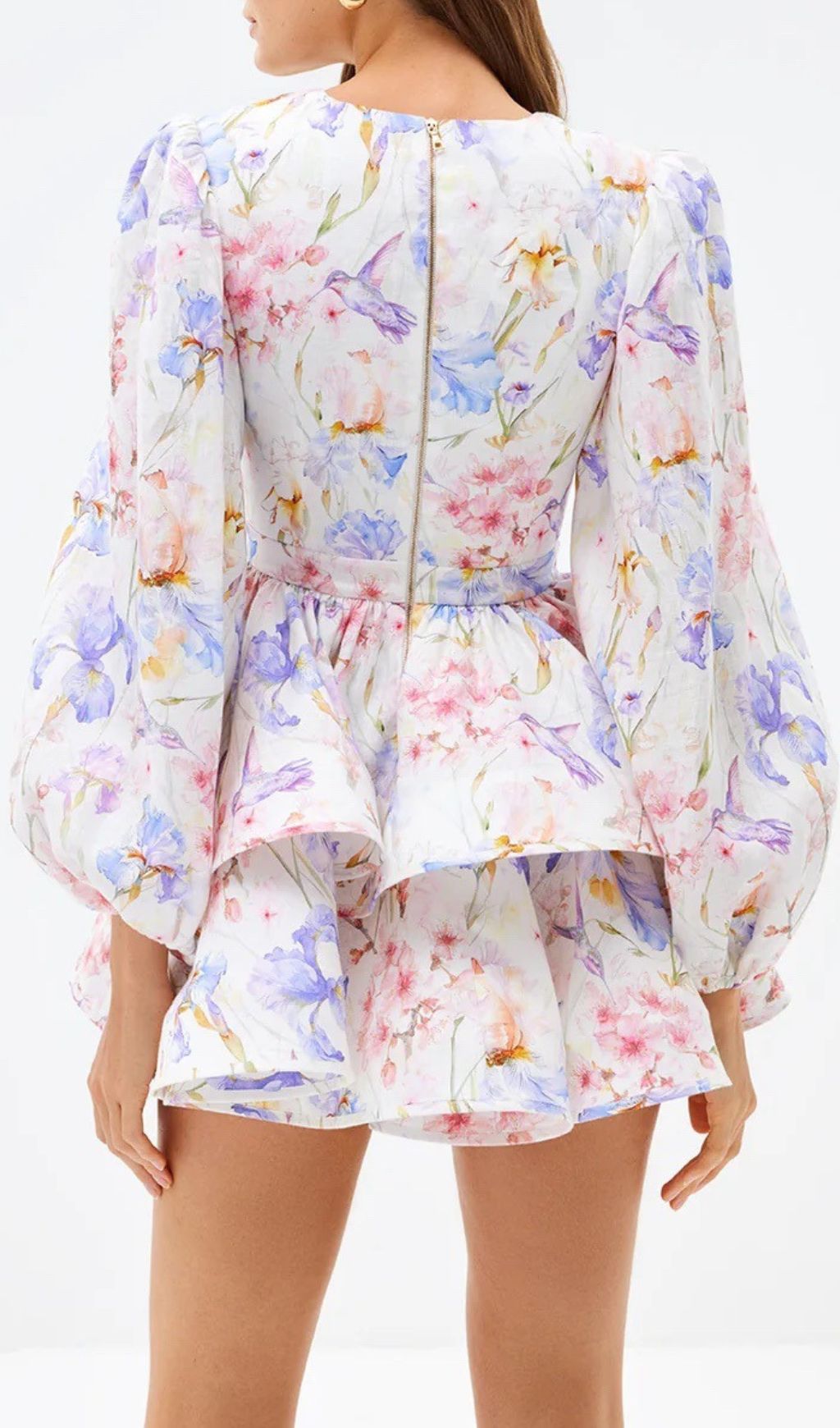 Engla Floral Lantern Sleeve Mini Dress