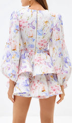 Engla Floral Lantern Sleeve Mini Dress