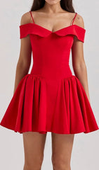 Corby Red Off-Shoulder Mini Dress