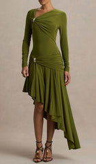 Nedelya Draped Long Sleeve Midi Dress