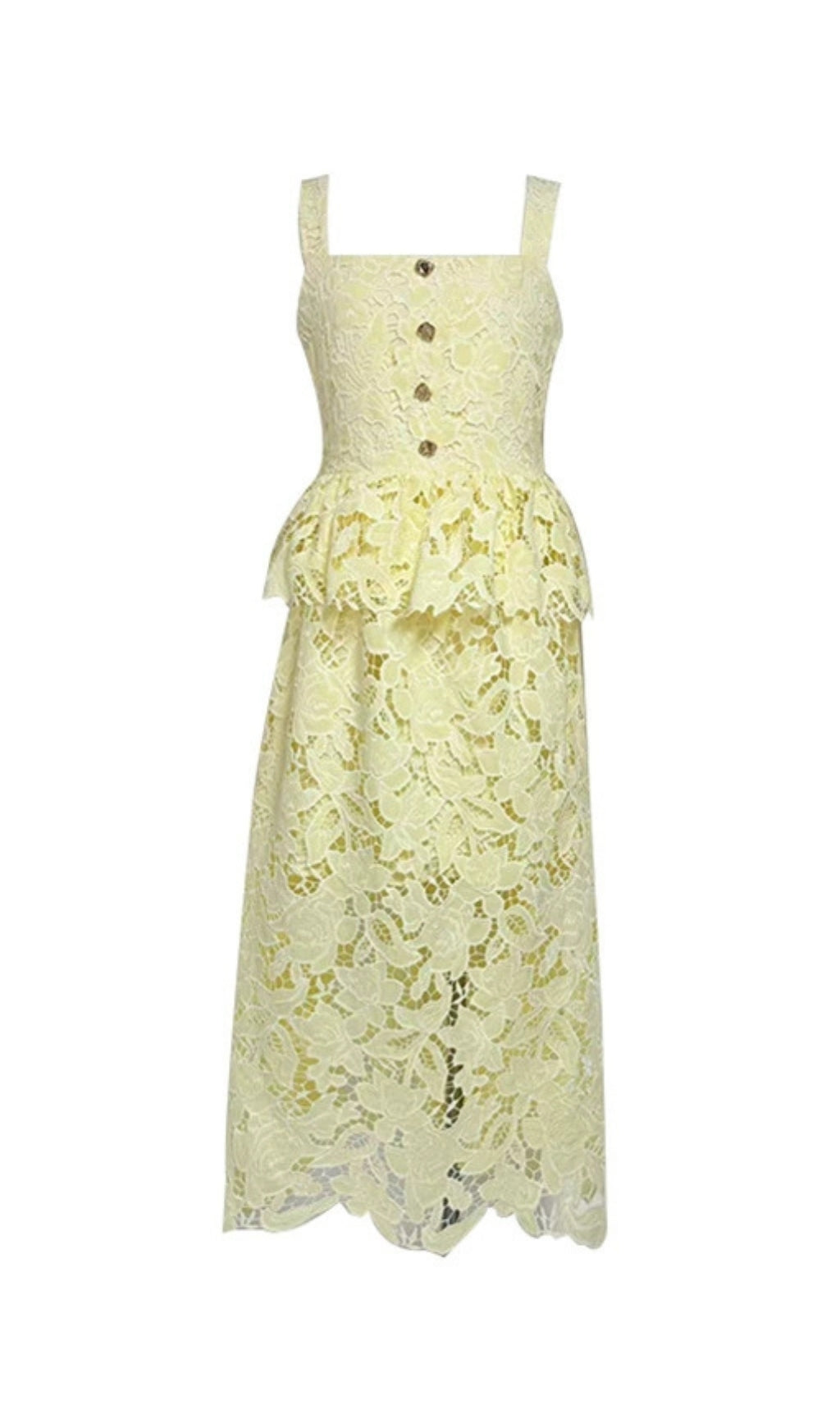 Fumito Chic Blush Pink Floral Lace Peplum Midi Dress for Women