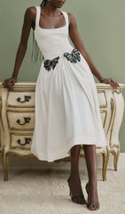 Faron White Butterfly Midi Dress