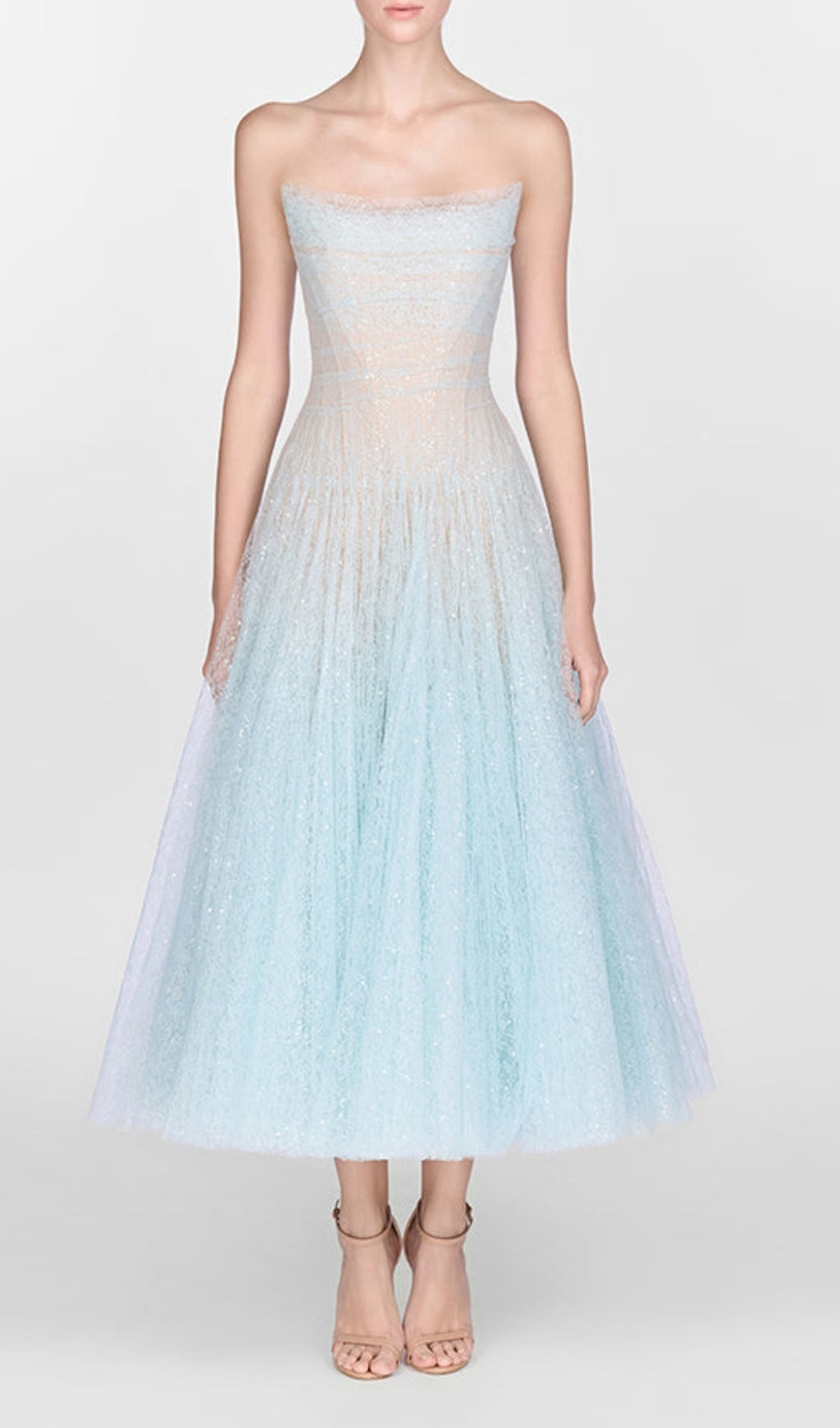 Estevan Sparkling Ombre Tulle Midi Dress